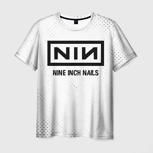 Мужская футболка Nine Inch Nails glitch на светлом фоне / 3D-принт – фото 1