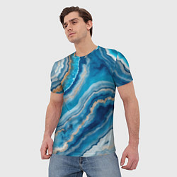 Футболка мужская Текстура голубого океанического агата, цвет: 3D-принт — фото 2