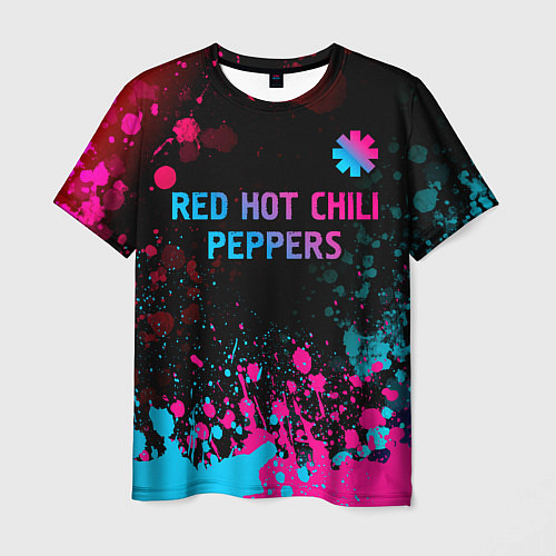 Мужская футболка Red Hot Chili Peppers - neon gradient: символ свер / 3D-принт – фото 1