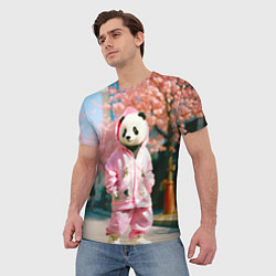 Футболка мужская Милая панда в пуховике, цвет: 3D-принт — фото 2