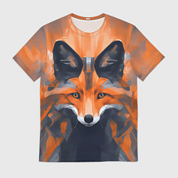 Мужская футболка Нарисованная огненная лиса