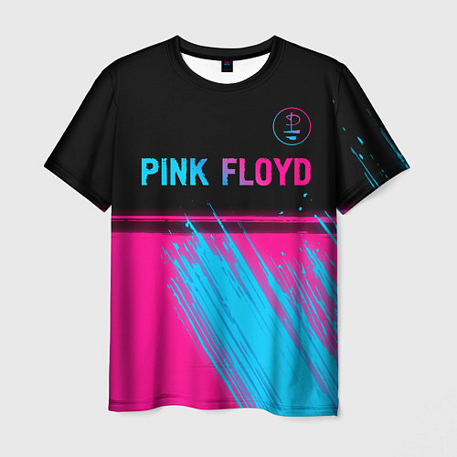 Мужская футболка Pink Floyd - neon gradient: символ сверху / 3D-принт – фото 1