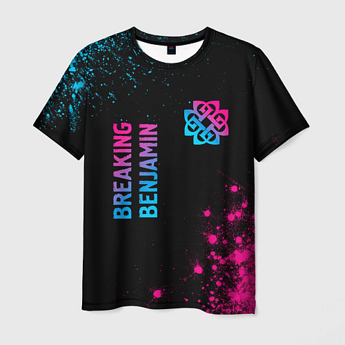 Мужская футболка Breaking Benjamin - neon gradient: надпись, символ / 3D-принт – фото 1