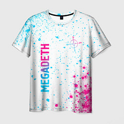 Футболка мужская Megadeth neon gradient style: надпись, символ, цвет: 3D-принт