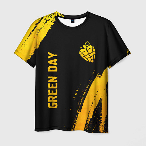 Мужская футболка Green Day - gold gradient: надпись, символ / 3D-принт – фото 1