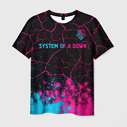 Футболка мужская System of a Down - neon gradient: символ сверху, цвет: 3D-принт