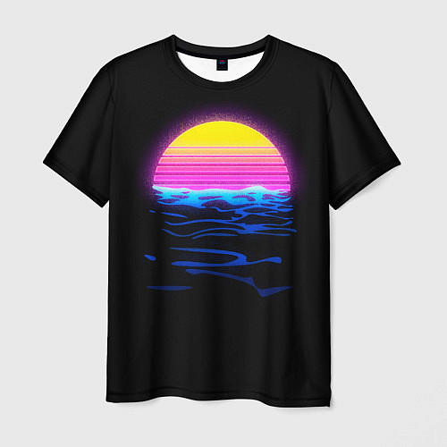 Мужская футболка Неоновый закат - гранж / 3D-принт – фото 1