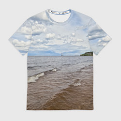 Футболка мужская Волны на Ладожском озере, цвет: 3D-принт