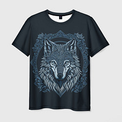 Футболка мужская Волк, векторный орнаментализм, цвет: 3D-принт