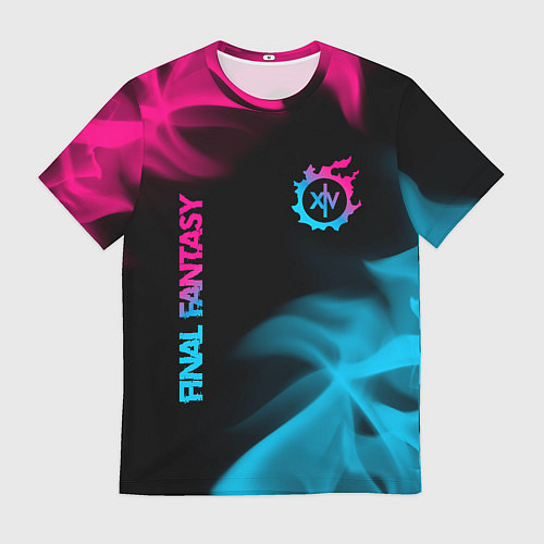 Мужская футболка Final Fantasy - neon gradient: надпись, символ / 3D-принт – фото 1