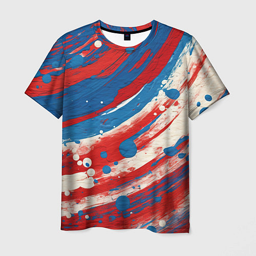 Мужская футболка Краски в цветах флага РФ / 3D-принт – фото 1