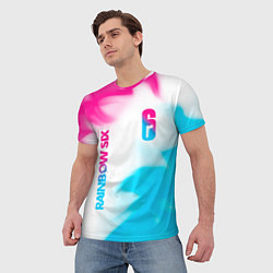 Футболка мужская Rainbow Six neon gradient style: надпись, символ, цвет: 3D-принт — фото 2