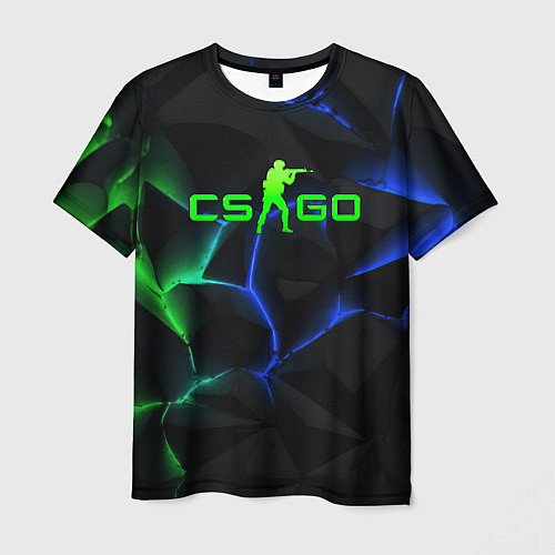 Мужская футболка CS GO green blue neon / 3D-принт – фото 1