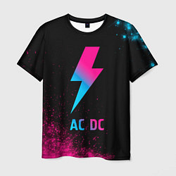 Футболка мужская AC DC - neon gradient, цвет: 3D-принт