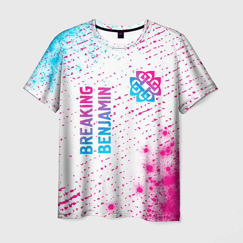 Мужская футболка Breaking Benjamin neon gradient style: надпись, си / 3D-принт – фото 1