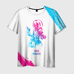 Футболка мужская Iron Maiden neon gradient style, цвет: 3D-принт