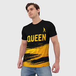 Футболка мужская Queen - gold gradient: символ сверху, цвет: 3D-принт — фото 2