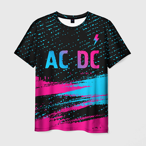 Мужская футболка AC DC - neon gradient: символ сверху / 3D-принт – фото 1