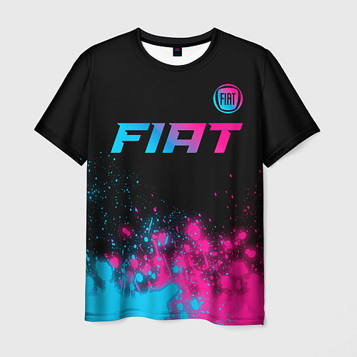 Мужская футболка Fiat - neon gradient: символ сверху / 3D-принт – фото 1