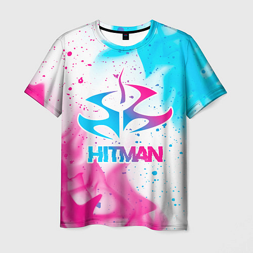 Мужская футболка Hitman neon gradient style / 3D-принт – фото 1