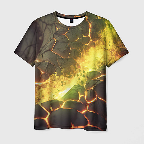 Мужская футболка Разлом плиты с лавой / 3D-принт – фото 1