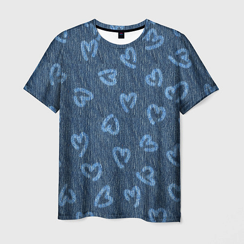 Мужская футболка Hearts on denim / 3D-принт – фото 1