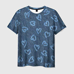 Мужская футболка Hearts on denim