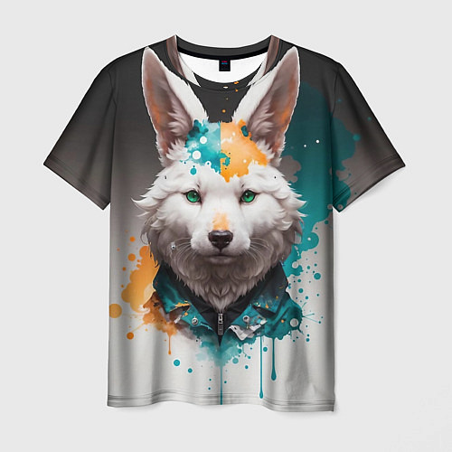 Мужская футболка Кролик в каплях краски / 3D-принт – фото 1