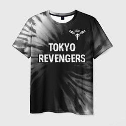 Футболка мужская Tokyo Revengers glitch на темном фоне: символ свер, цвет: 3D-принт