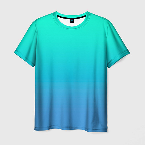 Мужская футболка Градиент сине-зелёный светлый / 3D-принт – фото 1
