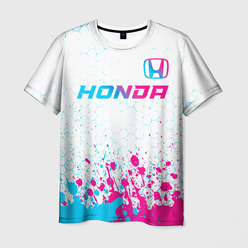 Мужская футболка Honda neon gradient style: символ сверху / 3D-принт – фото 1