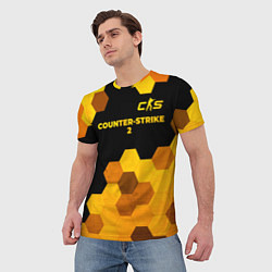 Футболка мужская Counter-Strike 2 - gold gradient: символ сверху, цвет: 3D-принт — фото 2