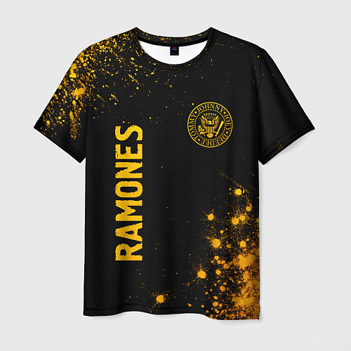 Мужская футболка Ramones - gold gradient: надпись, символ / 3D-принт – фото 1