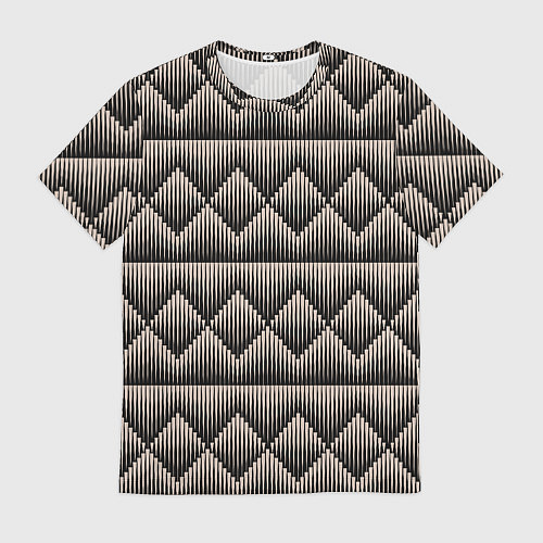 Мужская футболка Объемные бежевые ромбы на черном / 3D-принт – фото 1