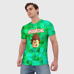 Футболка мужская Roblox head на пиксельном фоне, цвет: 3D-принт — фото 2