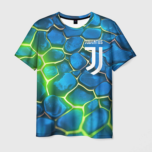 Мужская футболка Juventus blue green neon / 3D-принт – фото 1