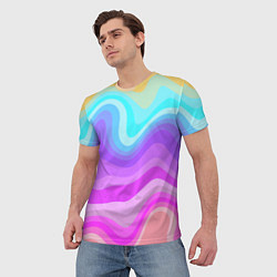 Футболка мужская Неоновая разноцветная волна, цвет: 3D-принт — фото 2