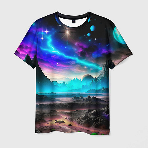 Мужская футболка Фантастическая планета космос / 3D-принт – фото 1