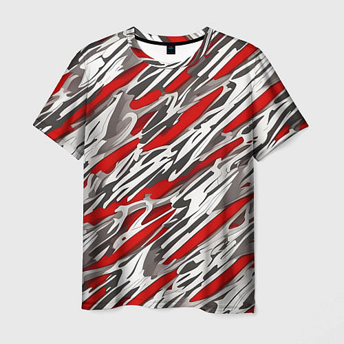 Мужская футболка Красные полосы за субстанцией / 3D-принт – фото 1