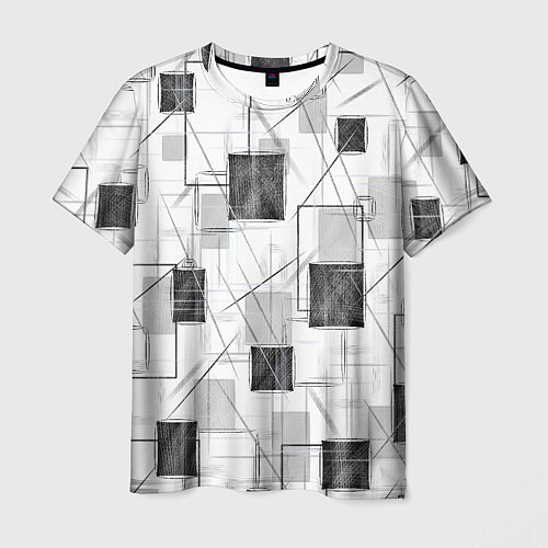 Мужская футболка Квадраты и штрихи / 3D-принт – фото 1