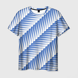 Футболка мужская Голубая белая диагональ, цвет: 3D-принт