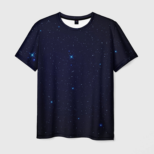 Мужская футболка Тёмный космос и синие звёзды / 3D-принт – фото 1