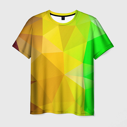 Мужская футболка Жёлто-зелёная геометрия / 3D-принт – фото 1
