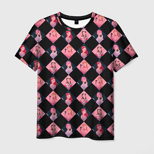 Мужская футболка Клеточка black pink / 3D-принт – фото 1