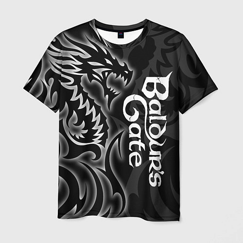 Мужская футболка Балдурс гейт 3 - черный дракон / 3D-принт – фото 1