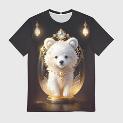 Футболка мужская Белый медвежонок с фонариками, цвет: 3D-принт