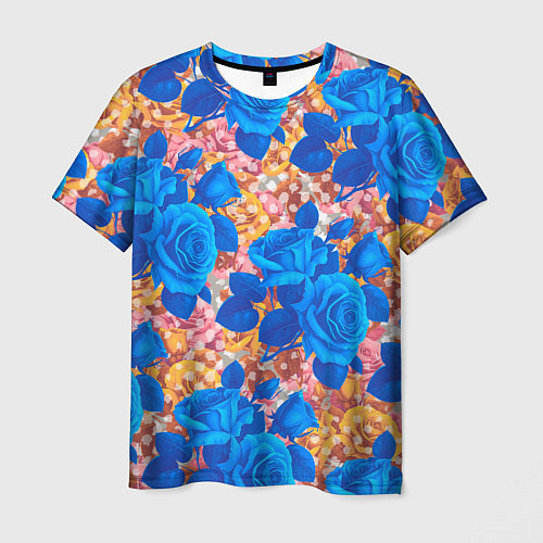 Мужская футболка Цветочный разноцветный узор с розами / 3D-принт – фото 1