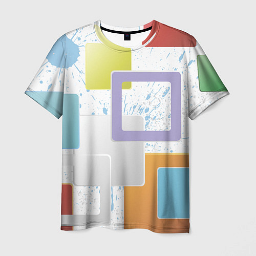 Мужская футболка Абстрактный фон красочные квадраты гранж / 3D-принт – фото 1