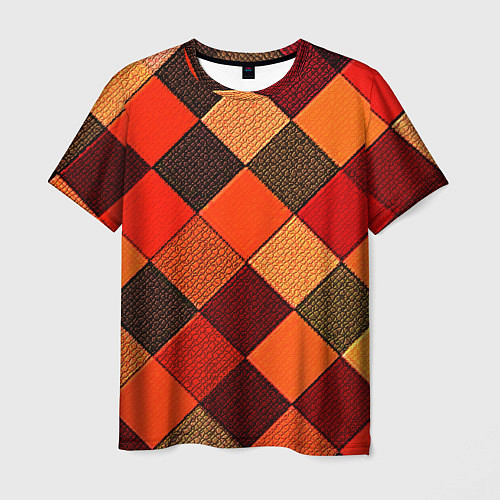 Мужская футболка Шахматка красно-коричневая / 3D-принт – фото 1