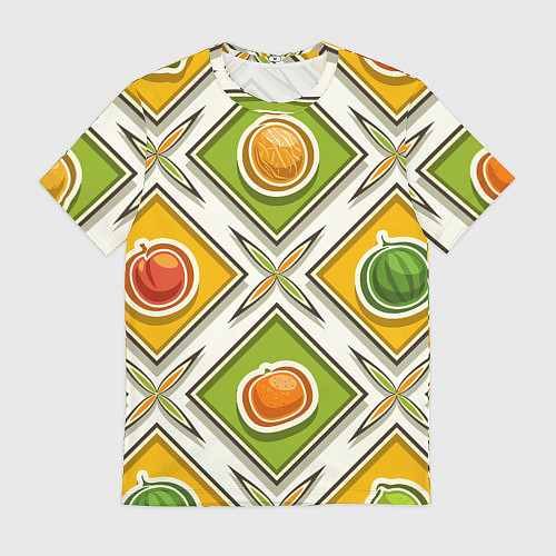 Мужская футболка Fruits and berries pattern / 3D-принт – фото 1